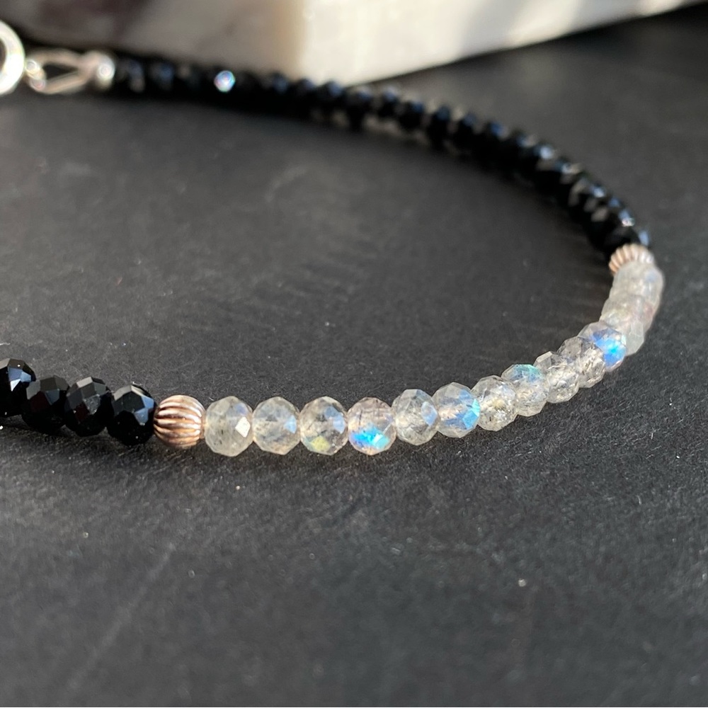 Labradorite Bracelet Black Tourmaline Sterling Silver For Women